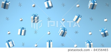 Christmas gift boxes and ornaments - 3D render Christmas gift boxes and ornaments - 3D render 84356465