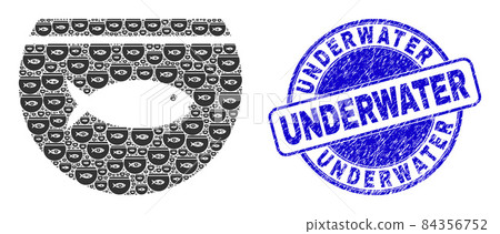 Textured Underwater Stamp And Fish Tank Recursion Mosaic of Self Icons 84356752