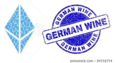Grunge German Wine Stamp and Ethereum Crystal Fractal Collage of Self Icons Grunge German Wine Stamp and Ethereum Crystal Fractal Collage of Self Icons 84356754