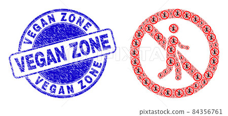 Grunge Vegan Zone Stamp And Stop Pedestrian Fractal Mosaic of Self Items Grunge Vegan Zone Stamp And Stop Pedestrian Fractal Mosaic of Self Items 84356761