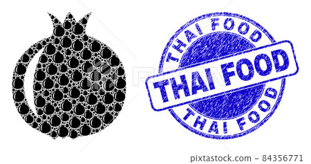 Scratched Thai Food Watermark and Pomegranate Fruit Recursive Collage of Self Icons Scratched Thai Food Watermark and Pomegranate Fruit Recursive Collage of Self Icons 84356771