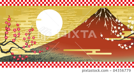 富士山紅富士（新年形像素材） 84356779