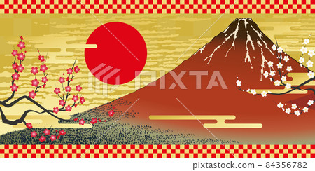 富士山紅富士(新年形像素材) 富士山紅富士(新年形像素材) 84356782