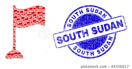 Rubber South Sudan Badge And Flag Marker Recursion Collage of Self Items Rubber South Sudan Badge And Flag Marker Recursion Collage of Self Items 84356817
