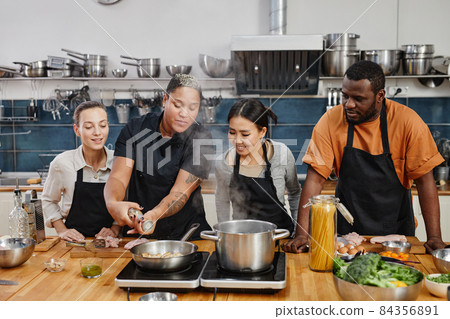 Chef Teaching Cooking Class on Meat 84356891