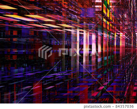 Wall of glass blocks with perspective effect - abstract 3d illustration 84357036