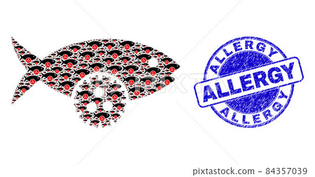 Grunge Allergy Stamp And Fish Virus Fractal Mosaic of Self Items 84357039