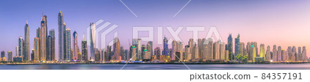 Dubai Marina bay view from Palm Jumeirah, UAE Dubai Marina bay view from Palm Jumeirah, UAE 84357191