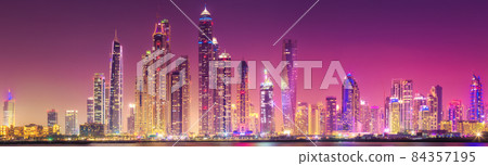 Dubai Marina bay view from Palm Jumeirah, UAE 84357195
