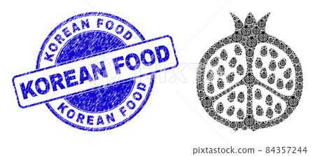Rubber Korean Food Seal And Pomegranate Fruit Fractal Mosaic of Self Items Rubber Korean Food Seal And Pomegranate Fruit Fractal Mosaic of Self Items 84357244