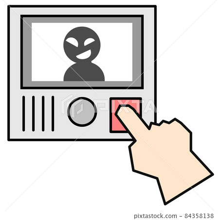 帶攝像頭的對講機屏幕上的可疑人物 84358138