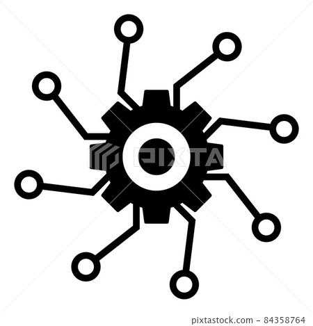 Raster Gear Circuit Links Icon Illustration 84358764