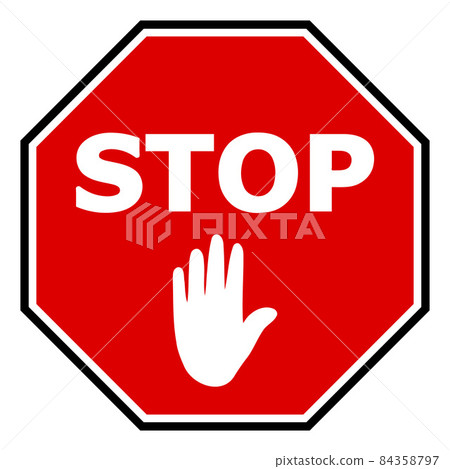 Raster Octagon Stop Palm Icon Illustration 84358797