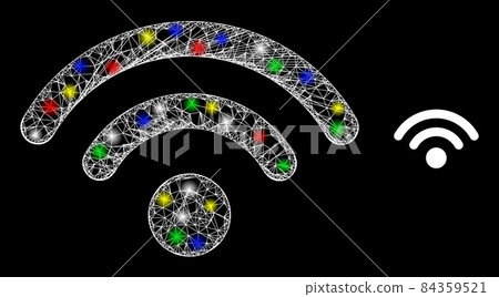 Illuminated Irregular Mesh Wifi Network Icon Illuminated Irregular Mesh Wifi Network Icon 84359521