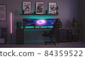 Games room with a cyber gamer computer. 3d rendering image of neon lighting 84359522