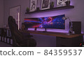 Games room with a cyber gamer computer. 3d rendering image of neon lighting 84359537