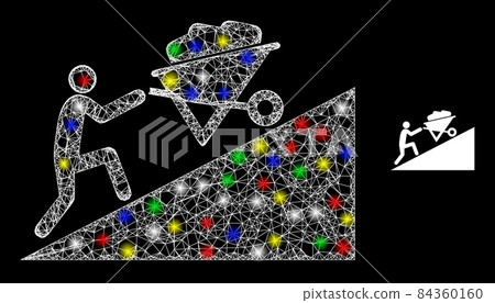 Glitter Web Network Move up Wheelbarrow Icon 84360160