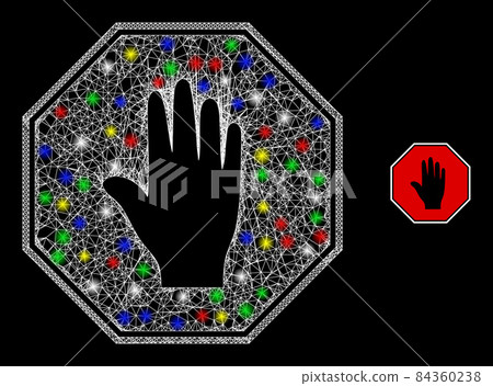 Shiny Hatched Network Stop Hand Octagon Icon Shiny Hatched Network Stop Hand Octagon Icon 84360238