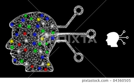 Light Hatched Network Neural Interface Icon Light Hatched Network Neural Interface Icon 84360505