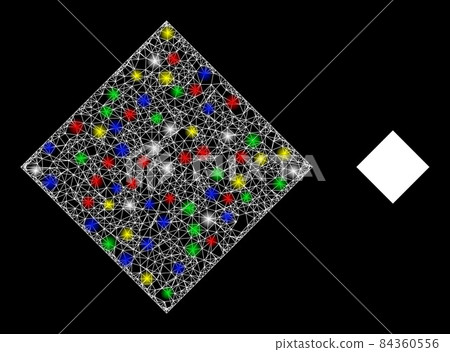Shiny Hatched Network Rhombus Icon Shiny Hatched Network Rhombus Icon 84360556
