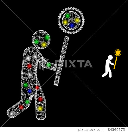Illuminated Irregular Net Light Wizard Man Icon Illuminated Irregular Net Light Wizard Man Icon 84360575