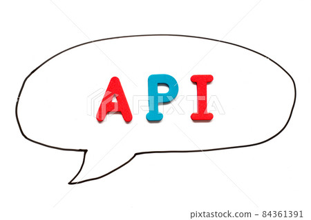 Alphabet letter with word API (Abbreviation of Application programming interface or Active pharmaceutical ingredient) in black line hand drawing as bubble speech on white board background Alphabet letter with word API (Abbreviation of Application programming interface or Active pharmaceutical ingredient) in black line hand drawing as bubble speech on white board background 84361391