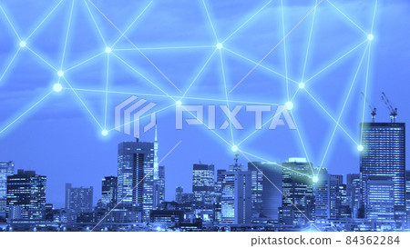 Skyscrapers and network image_blue tone Skyscrapers and network image_blue tone 84362284