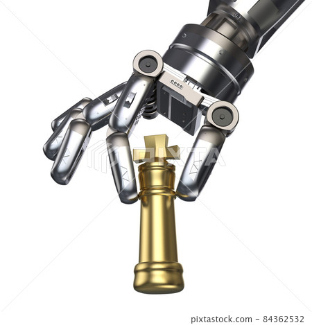 Technology for business strategy with robotic and chess king 84362532