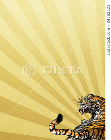 Tiger and gold leaf background 84362823