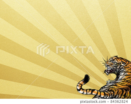 Tiger and gold leaf background 84362824