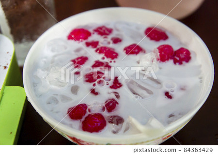 TabTim Krob (Water Chestnuts in Coconut Milk) Thai dessert TabTim Krob (Water Chestnuts in Coconut Milk) Thai dessert 84363429