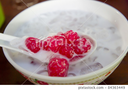 TabTim Krob (Water Chestnuts in Coconut Milk) Thai dessert TabTim Krob (Water Chestnuts in Coconut Milk) Thai dessert 84363449