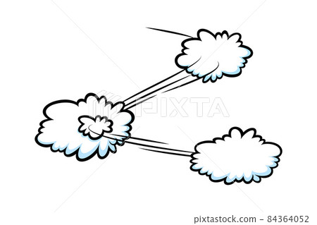 Comic speed effect with clouds. Comic clouds with motion trail lines. Vector illustration Comic speed effect with clouds. Comic clouds with motion trail lines. Vector illustration 84364052
