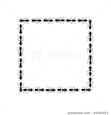 Ants square border. Ants forming rectangular shape isolated in white background. Vector illustration Ants square border. Ants forming rectangular shape isolated in white background. Vector illustration 84364053