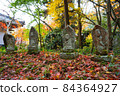 Stone Buddha and autumn leaves 84364927