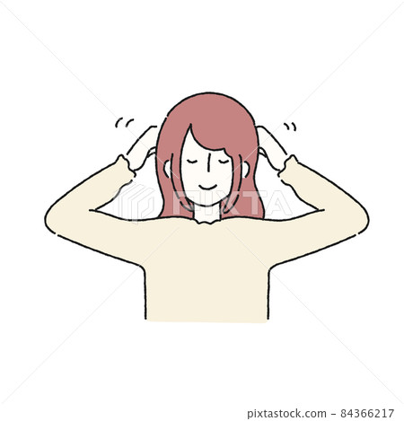 一個女人做頭皮按摩的插圖 84366217