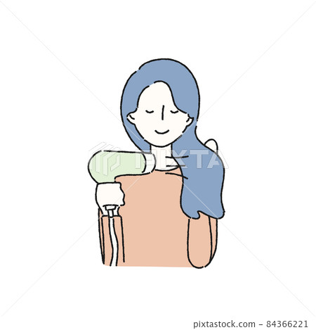 Illustration of a woman drying her hair 84366221
