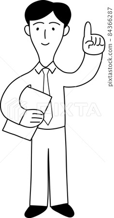 A male office worker who is guiding 84366287