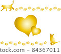 Cat and cat footprints / heart frame 1 84367011