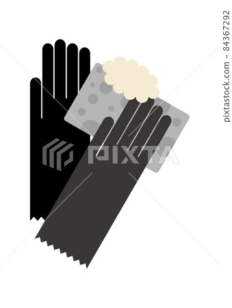 Illustration of rubber gloves and foaming sponge Illustration of rubber gloves and foaming sponge 84367292