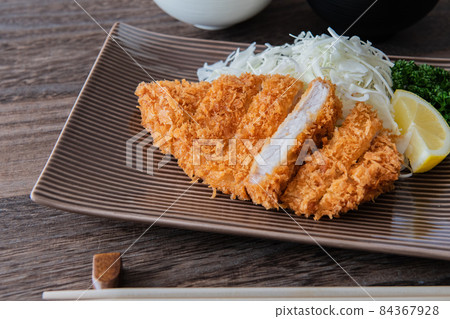 Loin pork cutlet set meal image Close-up material Loin pork cutlet set meal image Close-up material 84367928