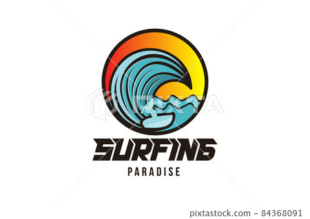man surfing, and wave logo Designs Inspiration Isolated on White Background 84368091