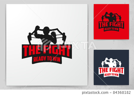 muay thai, boxing badge logo design inspiration Isolated On white Backgrounds 84368182