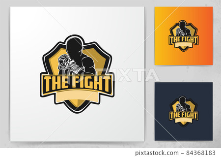 muay thai, boxing badge logo design inspiration Isolated On white Backgrounds 84368183