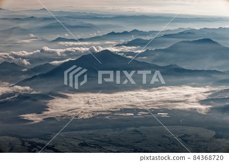 Asagiri's Oshino and Doshi mountains overlooking from the summit of Mt. Fuji 84368720