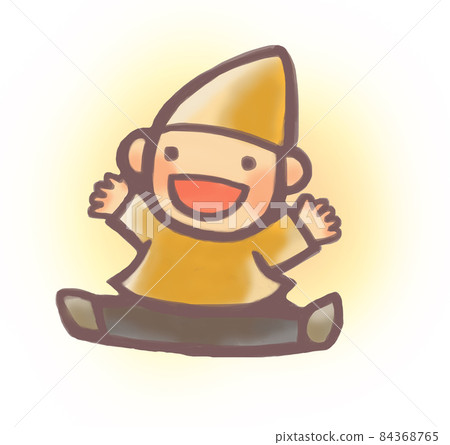 Hand-painted fluffy yellow dwarf with a slight background 84368765