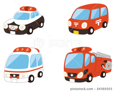 Working car police car ambulance fire engine postal car Working car police car ambulance fire engine postal car 84369303