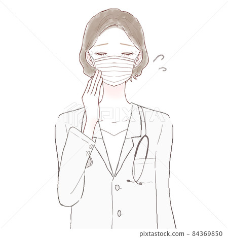 戴著無紡布口罩的中年女醫生一臉苦惱 84369850
