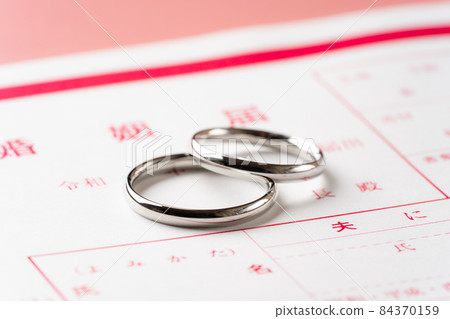 Marriage notification and wedding ring 84370159