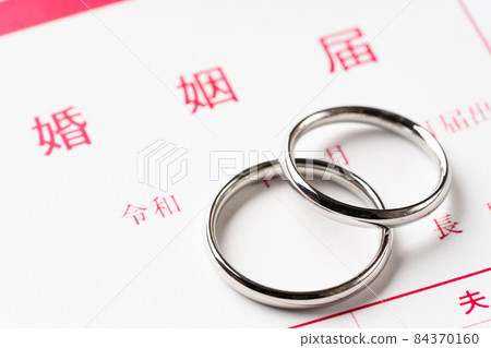 Marriage notification and wedding ring 84370160